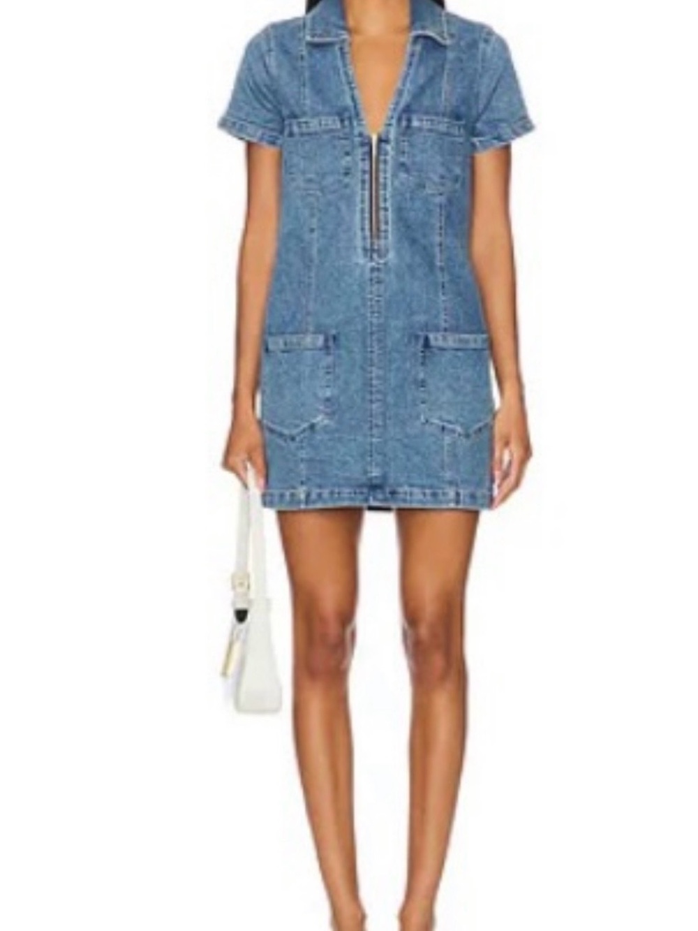 Show Me Your MuMu Denim Zip-Preston Mini Dress in Blue - Picture 2 of 10
